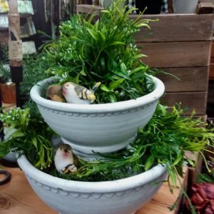Farmhouse bowls stacked with greenery - Olde Crow Gatherings