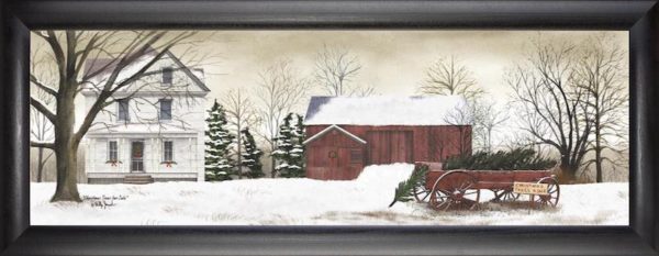 Christmas Trees for Sale - Framed art of country home and barn - Olde Crow Gatherings