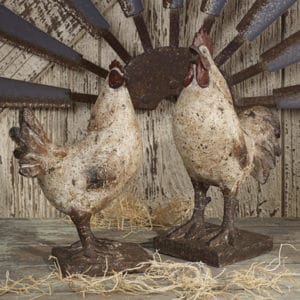 Farmhouse Chicken and Rooster Statues, Olde Crow Gatherings
